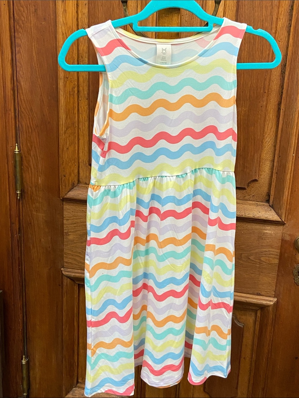 Girls' Multicolor Wave Print Sleeveless Dress